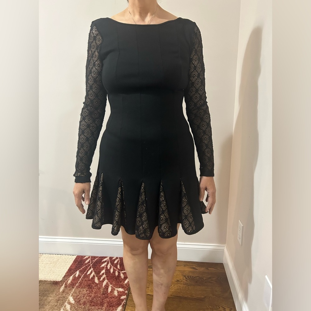Black Long Sleeve Fit and Flare Cocktail Dress